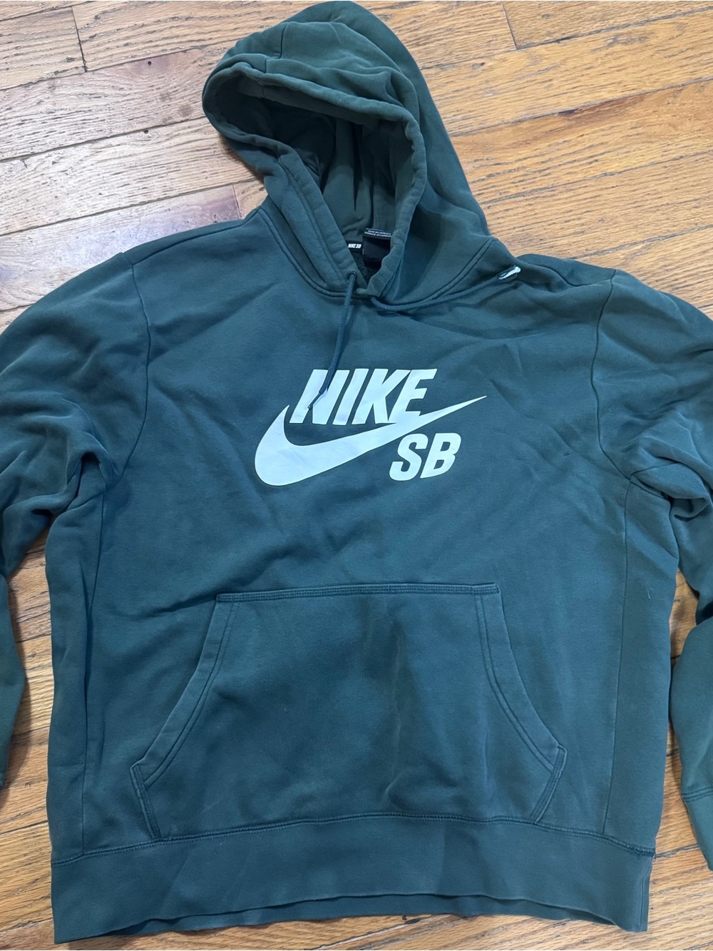 Nike Men’s Dark Green Crewneck Hoodie with White Logo